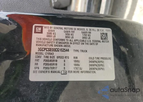 2012 Chevrolet Silverado C1500 Lt z USA, uszkodzony, nr VIN 3GCPCSE00CG162544